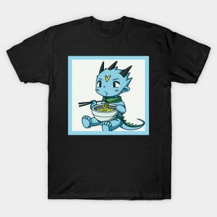 Baby dragon eating ramen anime drawing T-Shirt